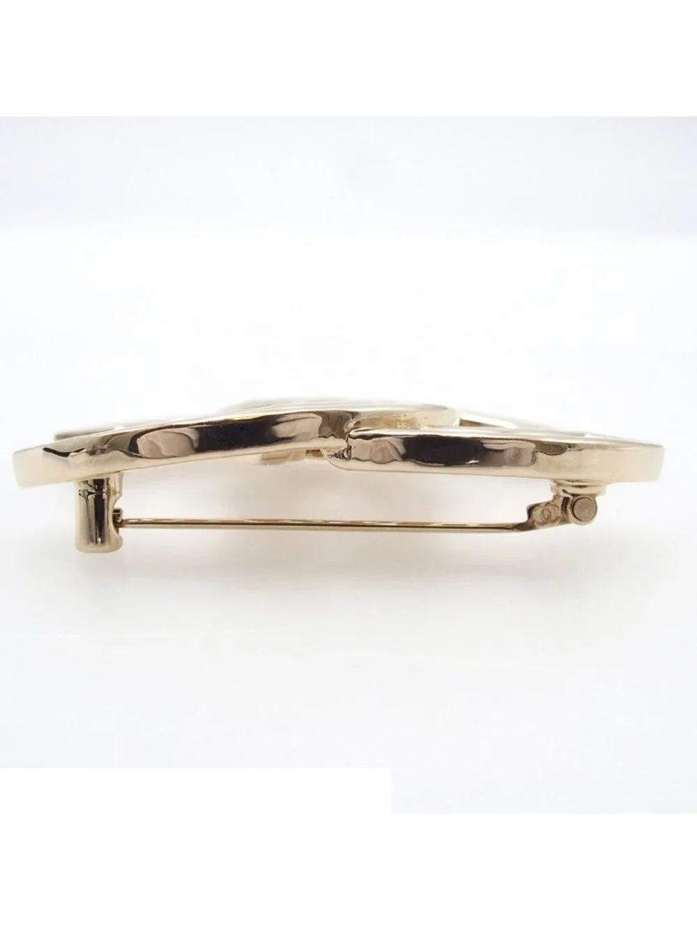 Chanel Brooch Light Gold Metal CC Logo Rhinestone Costume 23k
